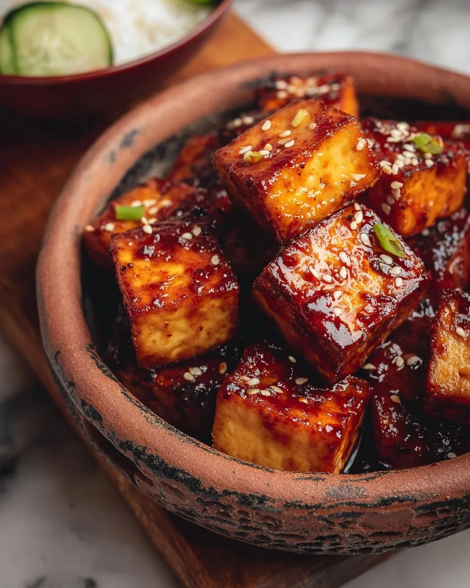 Tofu with honey and sriracha