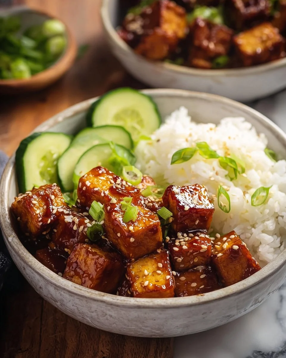Tofu with honey and sriracha
