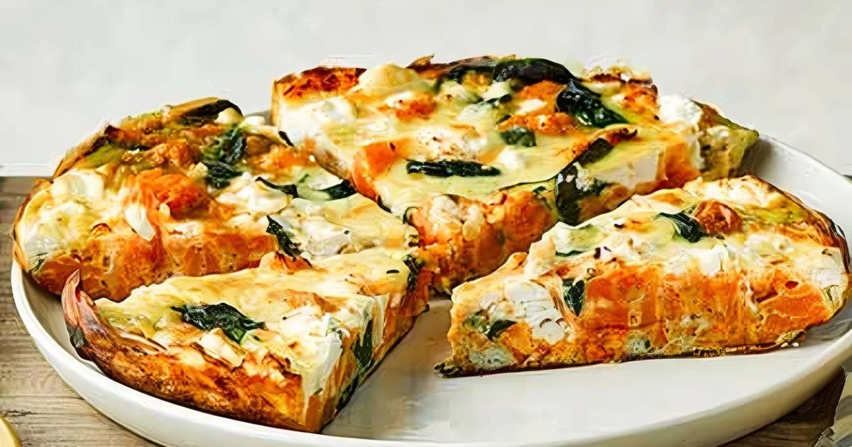 Tortilla de patates douces, épinards et feta