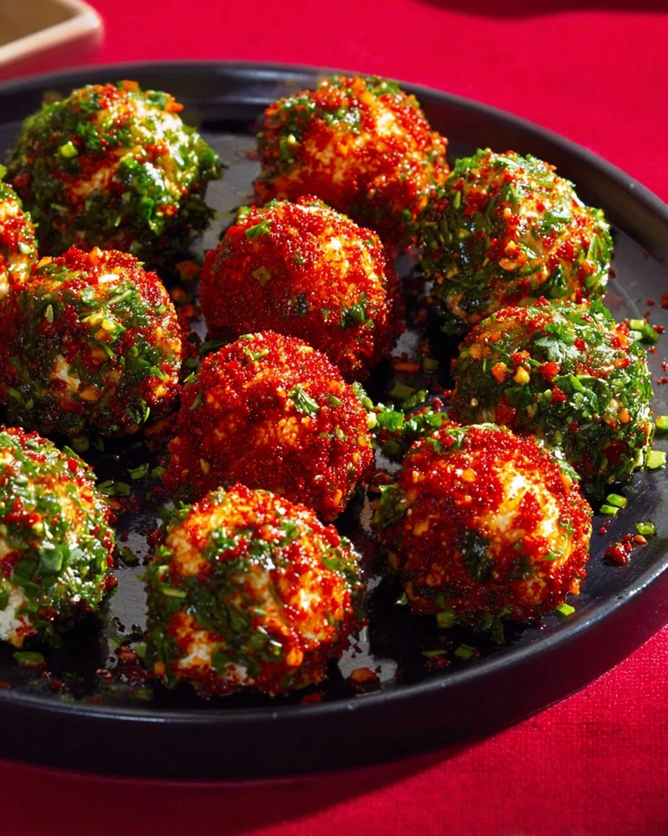 Boules de fromage vegan à l'ail et aux herbes, délicieuses et saines.