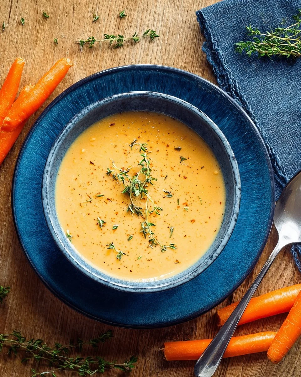 Bol de velouté de carottes avec lait de coco et gingembre frais