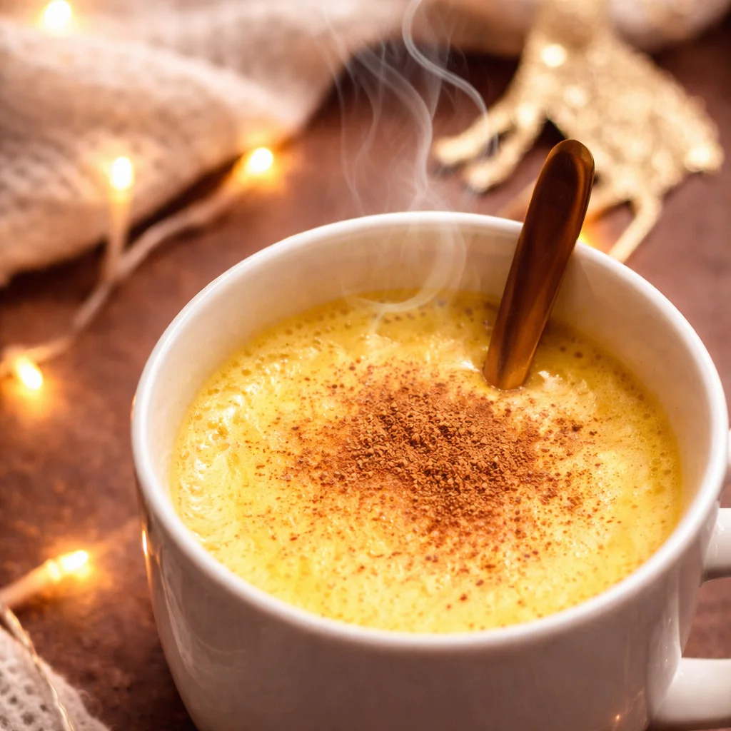 Golden Latte Maison au curcuma, boisson chaude épicée et réconfortante.